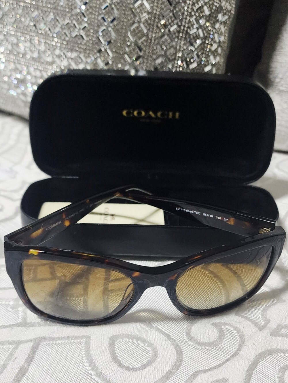 COACH Tortoise Frame Sunglasses with Amber Lenses